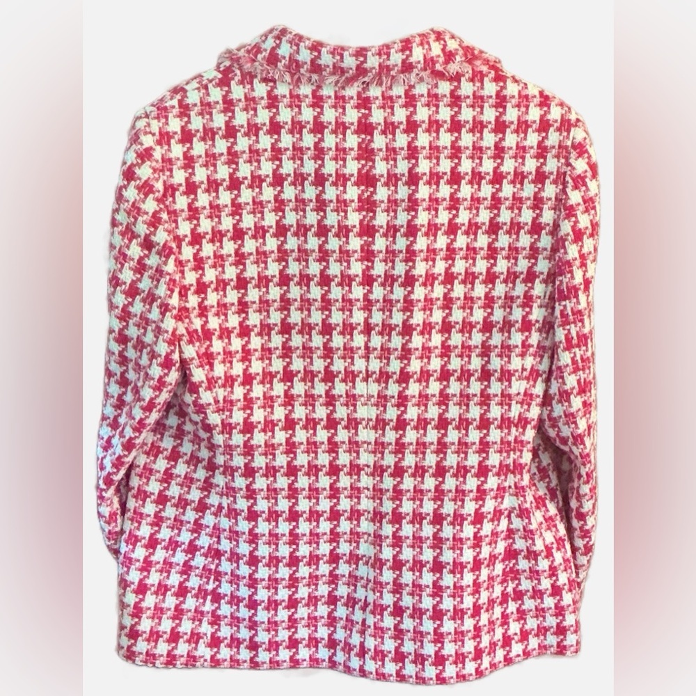 Anne Klein Pink Tweed Blazer โข Houndstooth โข Preppy, Coquette, Boss Babe, Office - Picture 3 of 8